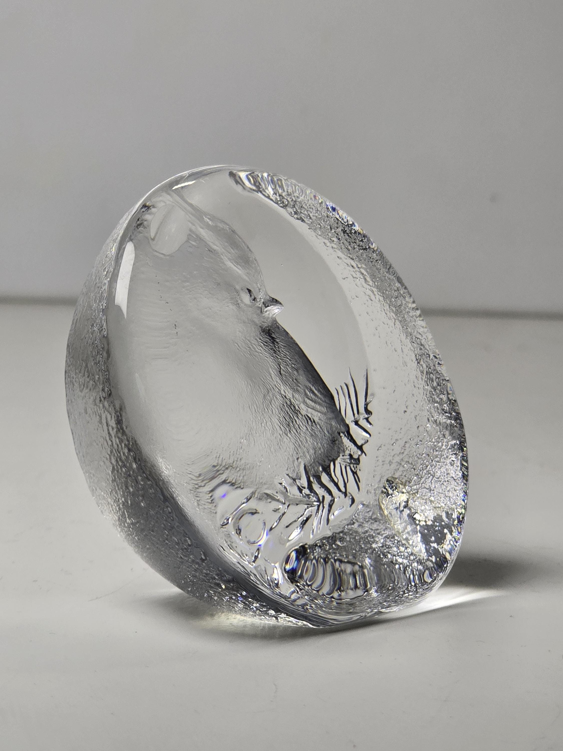 ヴィンテージ Mats Jonasson クリスタルガラス彫刻「鳥