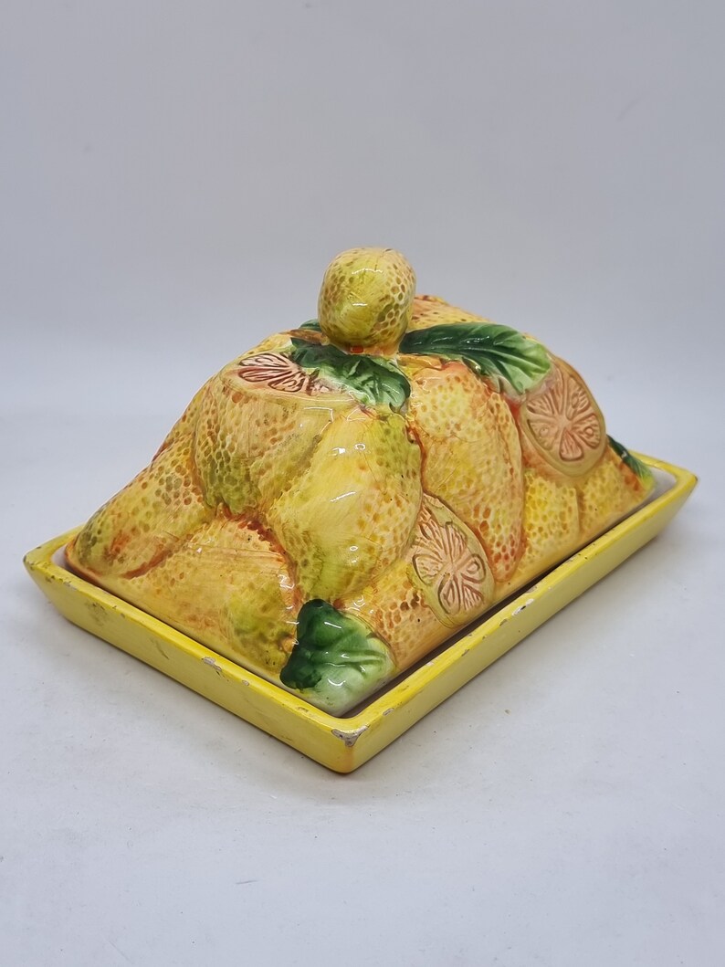 Vintage Majolica Pottery Butter Dish Etsy