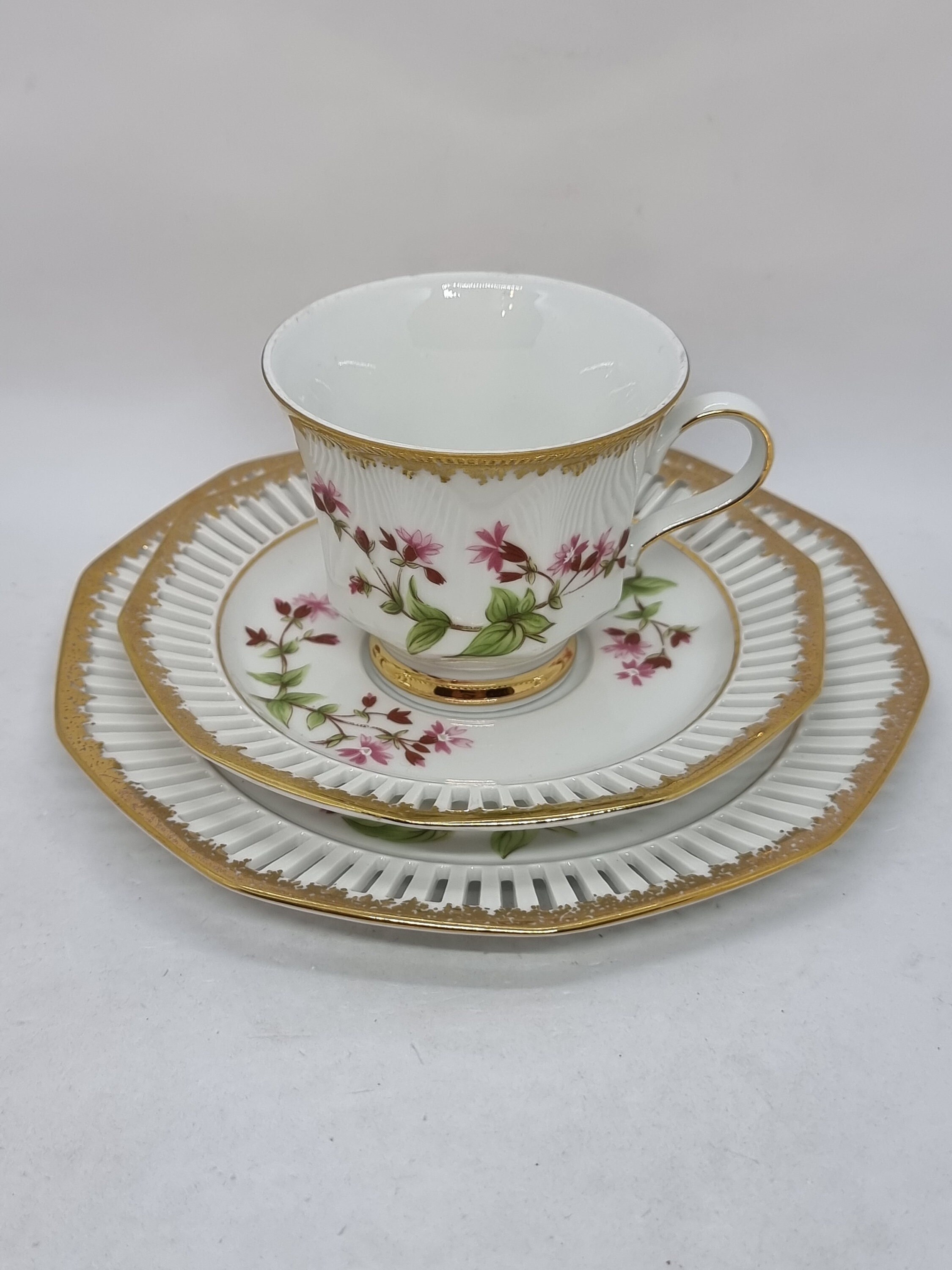 Vintage Svaneholm 1530 Flora Alpina Porcelain Cup and Saucers nr 