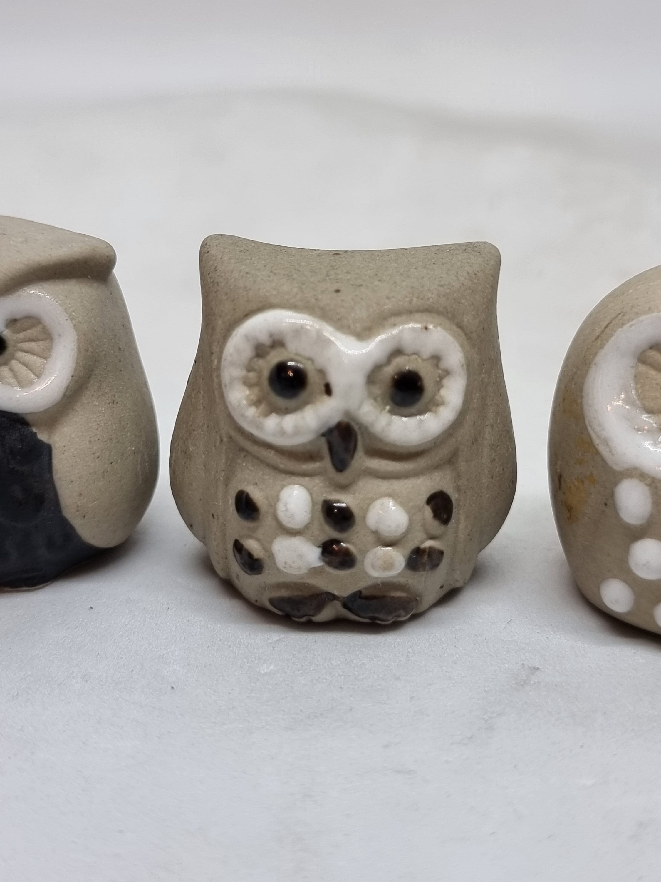 Set of 3 Vintage Ceramic Owl Figurines Scandinavian Style Etsy