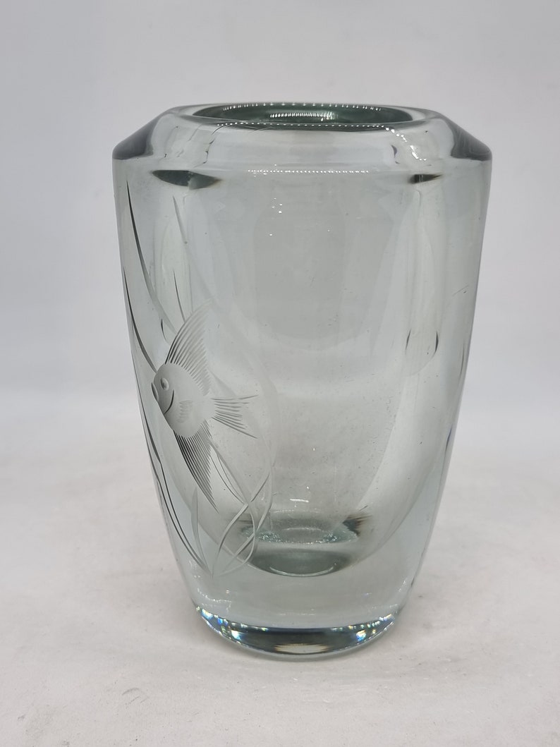 Orrefors Crystal Glass Vase Made in Sweden, 1960 Etsy