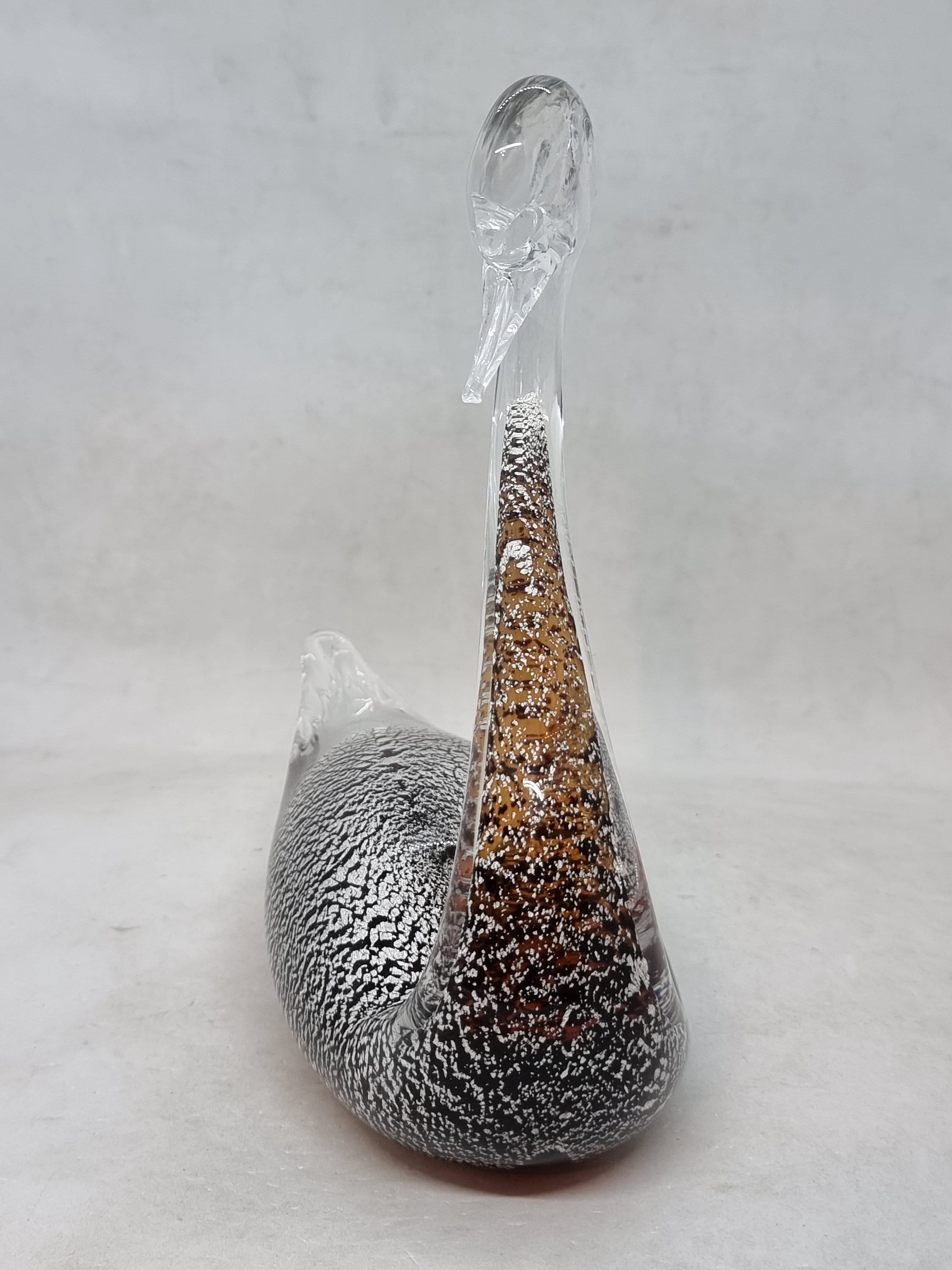 フォルミア社製、ムラーノ アート ガラス シルバー スワン フィギュア