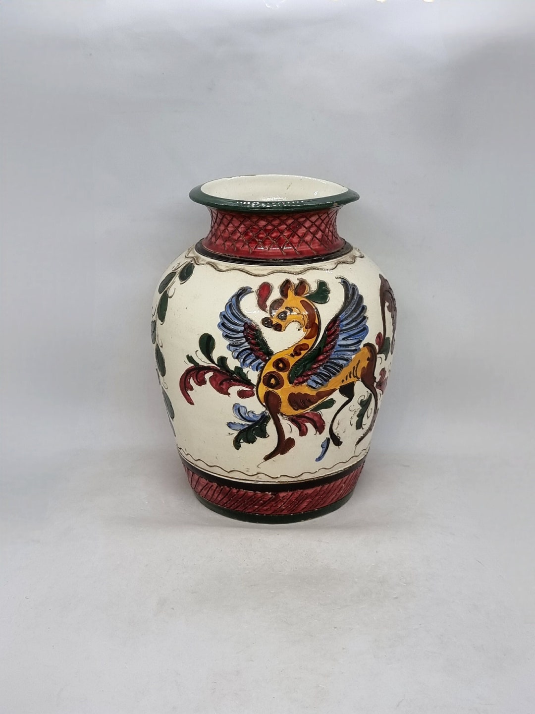 日本 Etsy 手描き ヴィンテージのイタリア製陶器の花瓶、手作り陶器