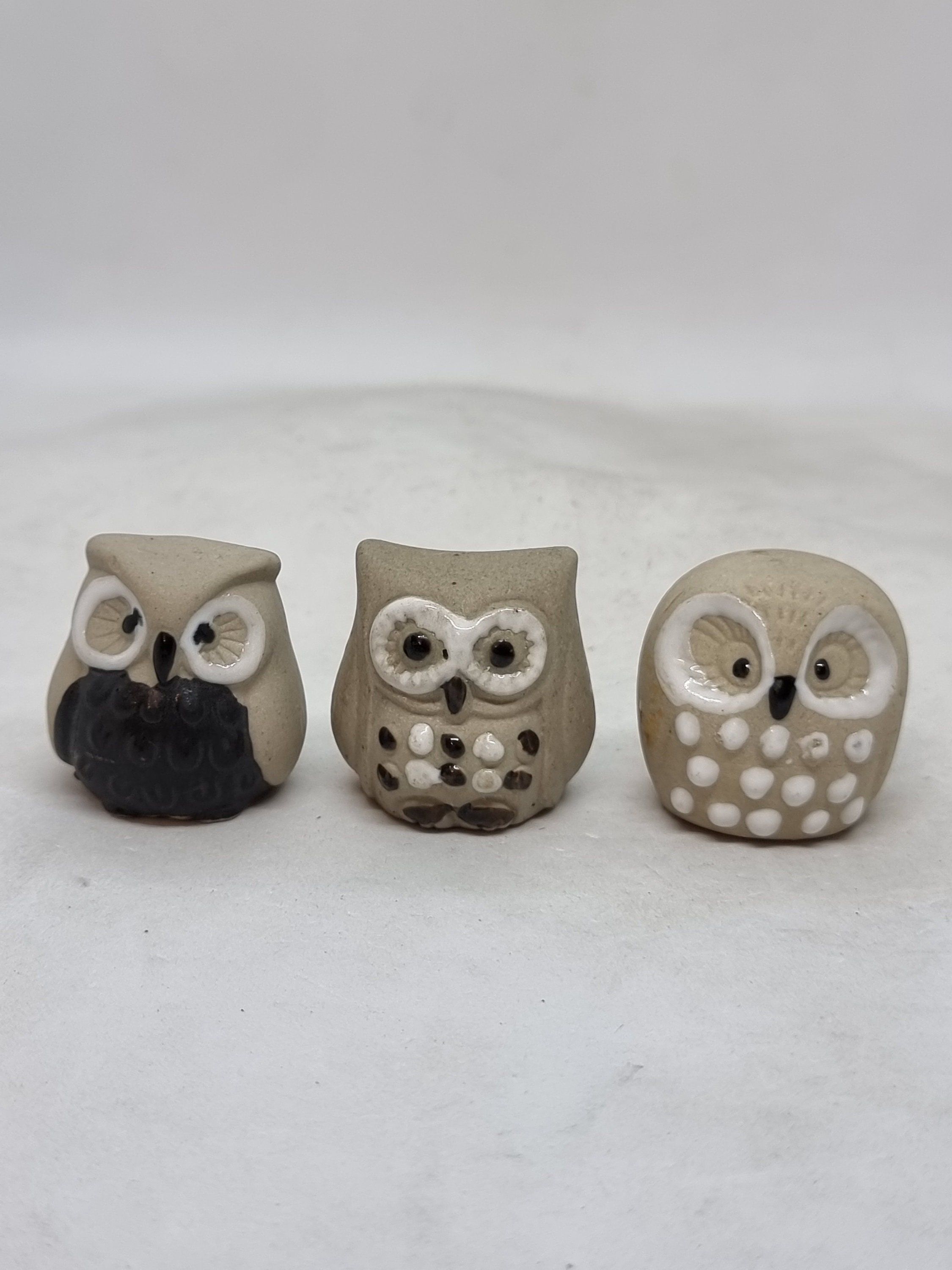 Set of 3 Vintage Ceramic Owl Figurines Scandinavian Style Etsy
