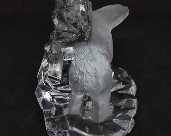 ヴィンテージ「Sea Glasbruk Kosta」シロクマのガラス置物
