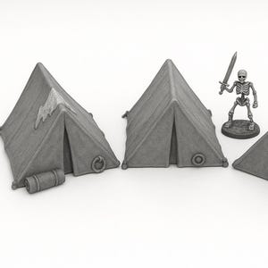 Adventurer Tents | Modular Wilderness Camp Terrain | 28/32mm RPG DnD Scatter