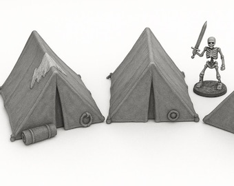 Adventurer Tents | Modular Wilderness Camp Terrain | 28/32mm RPG DnD Scatter