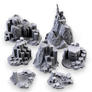 Volcans basaltiques | Terrain de montagne volcanique modulaire | Diffusion RPG D&D 28/32 mm