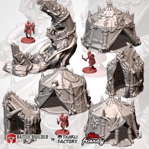 Goblin Camp (6 Models) by Txarli Factory | Post Apocalyptic | Wargames | DnD | Dungeons and Dragons | Scatter Terrain | Diorama