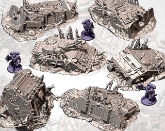 Infernal Destroyed Tank Wrecks for Tabletop Games, Dark Fantasy and Wargame Battlefields