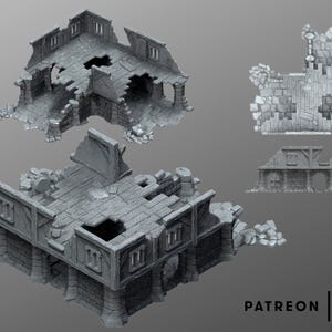 Ruined Big House • City Ruins • by Makers Anvil | 32mm Terrain | Wargames | DnD | Dungeons and Dragons | Scatter Terrain | Diorama