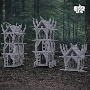 Modułowa wieża oblężnicza orków, modułowy teren do Dungeons and Dragons Pathfinder 28 mm