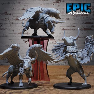 Winged Red Bull Beast (3 Poses) • Death Desert • EPIC Miniatures | Dungeons and Dragons | Tabletop Games | Wargames | Resin Miniature