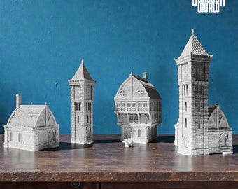 Clocktower Tavern Inn Terrain DnD | 15mm 28mm 32mm Fantasy Building | Tabletop RPG & Wargaming Scenery