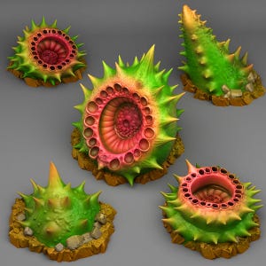 Carnivorous Husk Spikes • Fantastic Rocks and Plants • by Print Your Monsters | Dungeons and Dragons | D&D | Tabletop Games