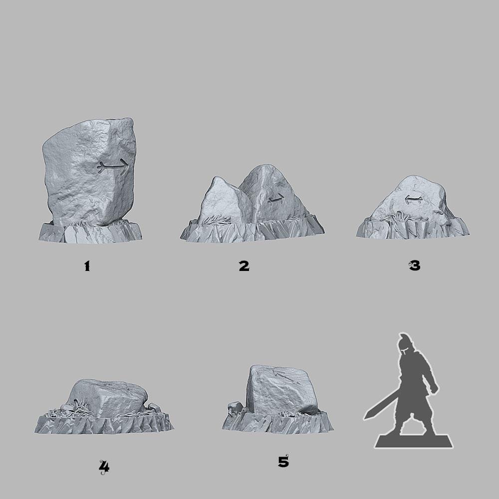 Mini Rocks Scatter Image Rock Scatter Terrain | 3D Printed Stone Set | Oriented Traveler Stones ...