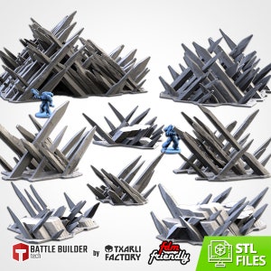 Crystal Terrain (8 Models) by Txarli Factory | Post Apocalyptic | Wargames | DnD | Dungeons and Dragons | Scatter Terrain | Diorama