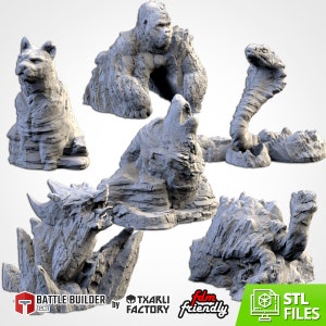 Animal Rocks by Txarli Factory | Post Apocalyptic | Wargames | DnD | Dungeons and Dragons | Scatter Terrain | Diorama