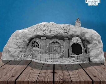 Halfling Village Homes DnD Miniature Fantasy Houses Terrain Set for Tabletop RPG