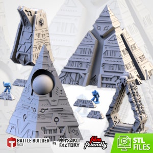 Xeno Pyramids by Txarli Factory (5 Models) | Post Apocalyptic | Wargames | DnD | Dungeons and Dragons | Scatter Terrain | Diorama