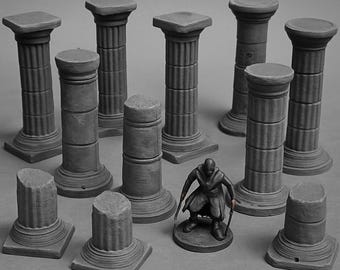 Filary i kolumny | Zestaw filarów | Modułowy teren starożytnego lochu | 28/32 mm RPG DnD Scatter