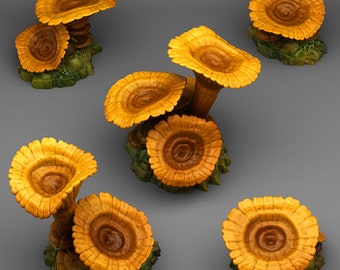 Forest Scatter Set | Underdark Terrain | Giant Orange Mushrooms | 28mm / 32mm | DnD, RPG Tabletop Scatter