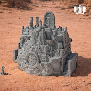 Terreno de templo de montaña antigua / Ruinas de acantilado de varios niveles / Escenario de mesa 15 mm 28 mm 32 mm