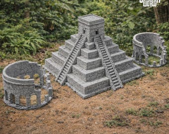 Ancient Stepped Pyramid Temple Ruins Scatter Terrain Dungeons and Dragons 15mm 28mm 32mm