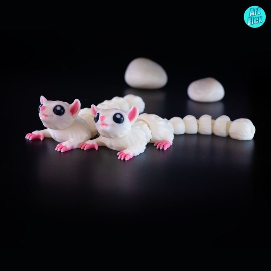 thumbnail image 2 of Articulated Sugar Glider Fidget Toy – Poseable White Gliders 2 of 14