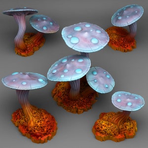 Fantasy Mushrooms (5 models) • Fantastic Plants and Rocks • by Print Your Monsters | Dungeons and Dragons | D&D| DnD |Tabletop Games