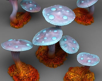 Forest Scatter Set | Underdark Terrain | Fantasy Mushrooms | 28mm / 32mm | DnD, RPG Tabletop Scatter
