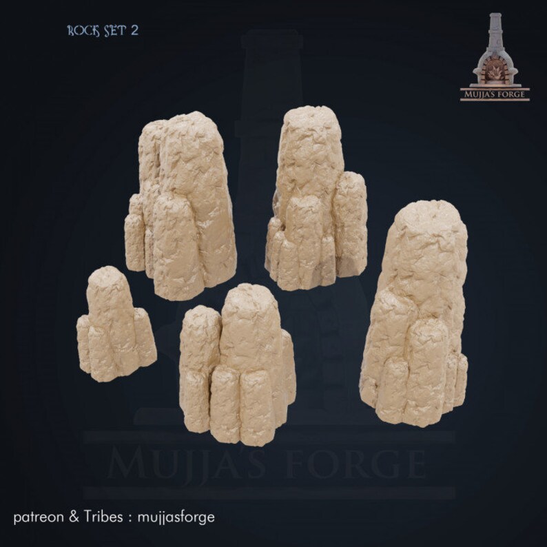 Mini Rocks Scatter Image Rock Scatter Terrain | 3D Printed Stone Set | Rocks Set 2 | 28mm-32mm ...