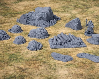 Large Rocky Terrain | Mountain Scatter | 28/32mm RPG Scatter | DnD, Miniature Props