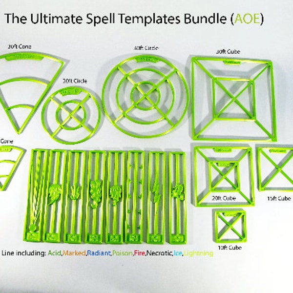 16pcs Spell Markers and Templates Radius (AOE) Ultimate Set for Dungeons and Dragons | Area Of Effect | Pathfinder | DnD | Tabletop Games