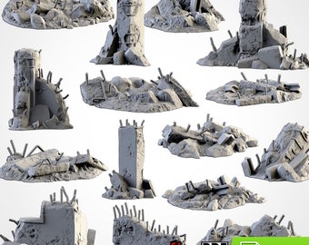 Schutt (15 Stück) von Txarli Factory | Post Apocalyptic | Kriegsspiele | DnD | Dungeons and Dragons | Streublüm | Diorama