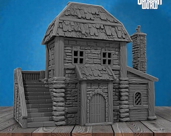 Village House Terrain DnD | 15mm 28mm 32mm Fantasy Cottage Building | Tabletop RPG Scenery