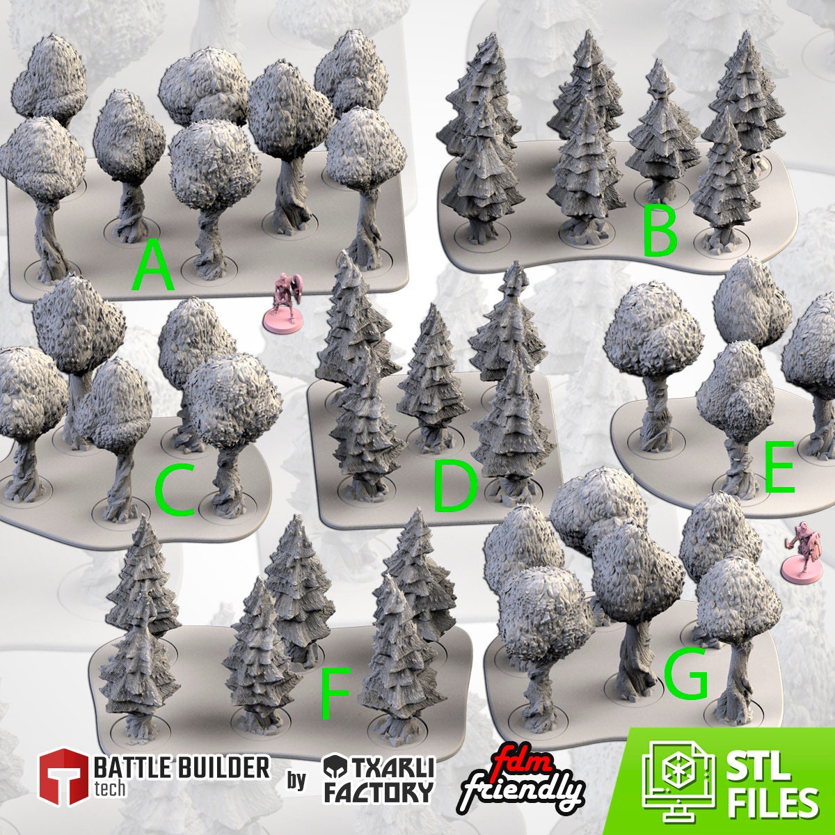 Modular Tree Drawing Modular Forest Terrain Set – Classic Trees Scatter Terrain for Tabletop ...