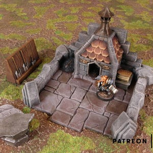 Dwarf Forge • Dwarf Settlement • by Makers Anvil | 32mm Terrain | Wargames | DnD | Dungeons and Dragons | Scatter Terrain | Diorama