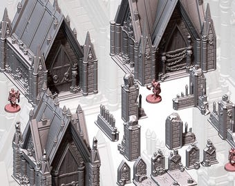 Cemetery & Graveyard Terrain | Tombs, Mausoleums Scatter | 28/32mm DnD RPG Dark Fantasy