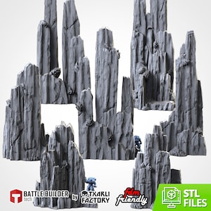 High Mountains (7 Modelle) von Txarli Factory | Postapokalyptisch | Kriegsspiele | DnD | Dungeons und Drachen | Streu Terrain | Diorama