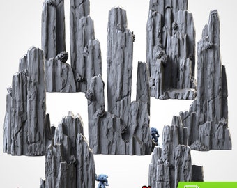 High Mountains (7 Modelle) von Txarli Factory | Postapokalyptisch | Kriegsspiele | DnD | Dungeons und Drachen | Streu Terrain | Diorama