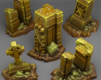 Cemetery & Graveyard Terrain | Mausoleum Ruins | 28/32mm DnD RPG Dark Fantasy