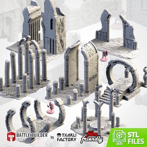 Ahnenruinen (7 Modelle) von Txarli Factory | Postapokalyptisch | Kriegsspiele | DnD | Dungeons und Drachen | Streu Terrain | Diorama