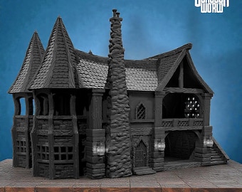 Tavern Inn Terrain DnD | 15mm 28mm 32mm Fantasy Village Building | Tabletop RPG & Wargaming Scenery