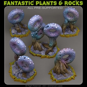 Donut Mushrooms (5 Models) by Print Your Monsters | Dungeons and Dragons | D&D | DnD | Tabletop Games | Wargames | Scatter Terrain