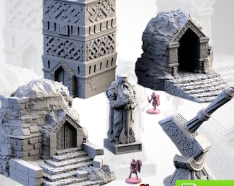 Dwarven Constructions (5 Models) by Txarli Factory | Post Apocalyptic | Wargames | DnD | Dungeons and Dragons | Scatter Terrain | Diorama