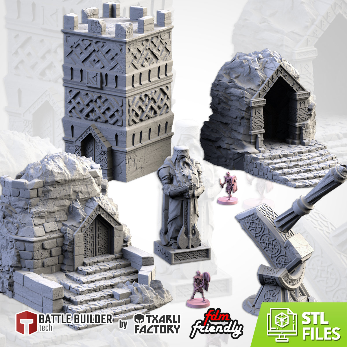 Zwergenkonstruktionen (5 Modelle) von Txarli Factory | Postapokalyptisch | Kriegsspiele | DnD | Dungeons und Drachen | Streu Terrain | Diorama