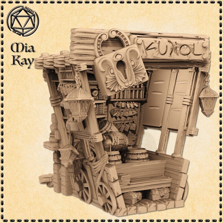 Tinker Cart Tinkerer Traveling Cart Terrain – Fantasy Merchant Wagon for Dungeons ...