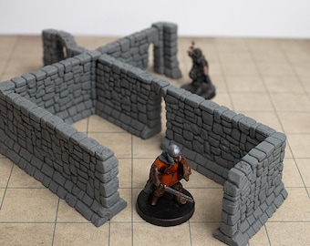 Modular Interior Stone Walls | Dungeon Building Set | 28/32mm RPG DnD Terrain