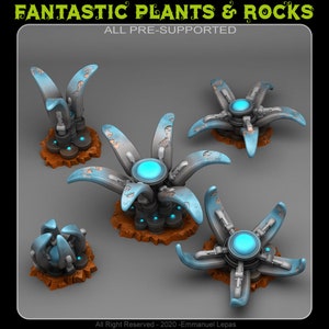 Robotic Flowers (5 Models) by Print Your Monsters | Dungeons and Dragons | D&D | DnD | Tabletop Games | Wargames | Scatter Terrain